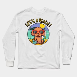 Funny brown dog is chilling on the beach Long Sleeve T-Shirt